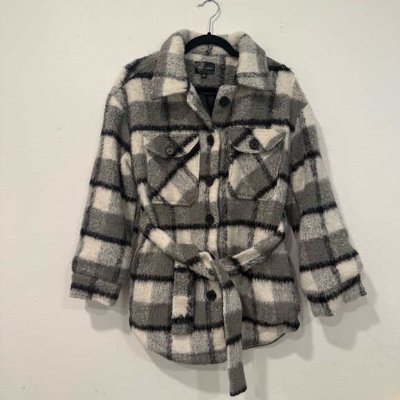 Line & Dot Harrison Wool Blend Jacket Shacket in Black and Grey XS - Picture 2 of 6